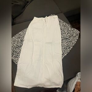 missguided cotton long white demin skirt